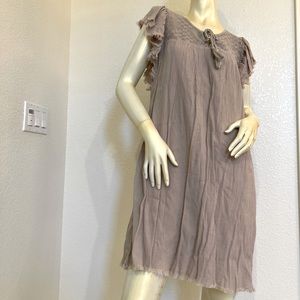 AERIE - Crochet Flutter Sleeve Brown Midi Dress - Size L